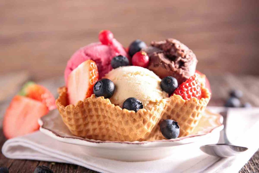 manger glaces après un plateau de fruits de mer